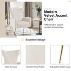 Velvet Stripe Wingback Accent Chair with Metal Legs for Living Room