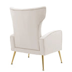 Velvet Stripe Wingback Accent Chair with Metal Legs for Living Room