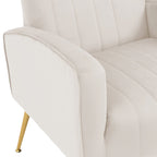 Velvet Stripe Wingback Accent Chair with Metal Legs for Living Room