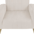 Velvet Stripe Wingback Accent Chair with Metal Legs for Living Room