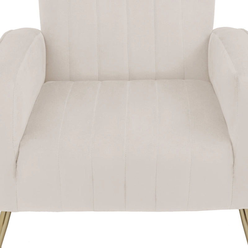 Velvet Stripe Wingback Accent Chair with Metal Legs for Living Room