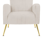 Velvet Stripe Wingback Accent Chair with Metal Legs for Living Room