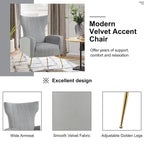 Velvet Stripe Wingback Accent Chair with Metal Legs for Living Room