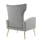 Velvet Stripe Wingback Accent Chair with Metal Legs for Living Room