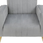Velvet Stripe Wingback Accent Chair with Metal Legs for Living Room