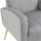 Velvet Stripe Wingback Accent Chair with Metal Legs for Living Room