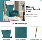 Velvet Stripe Wingback Accent Chair with Metal Legs for Living Room