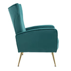 Velvet Stripe Wingback Accent Chair with Metal Legs for Living Room