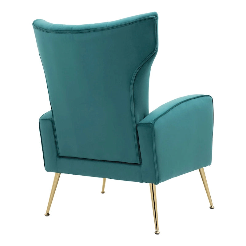 Velvet Stripe Wingback Accent Chair with Metal Legs for Living Room