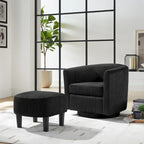 Corduroy Swivel Accent Chair with Ottoman