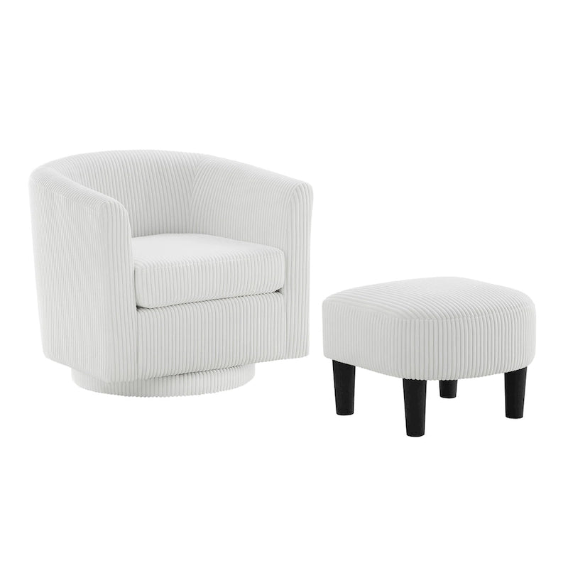 Corduroy Swivel Accent Chair with Ottoman