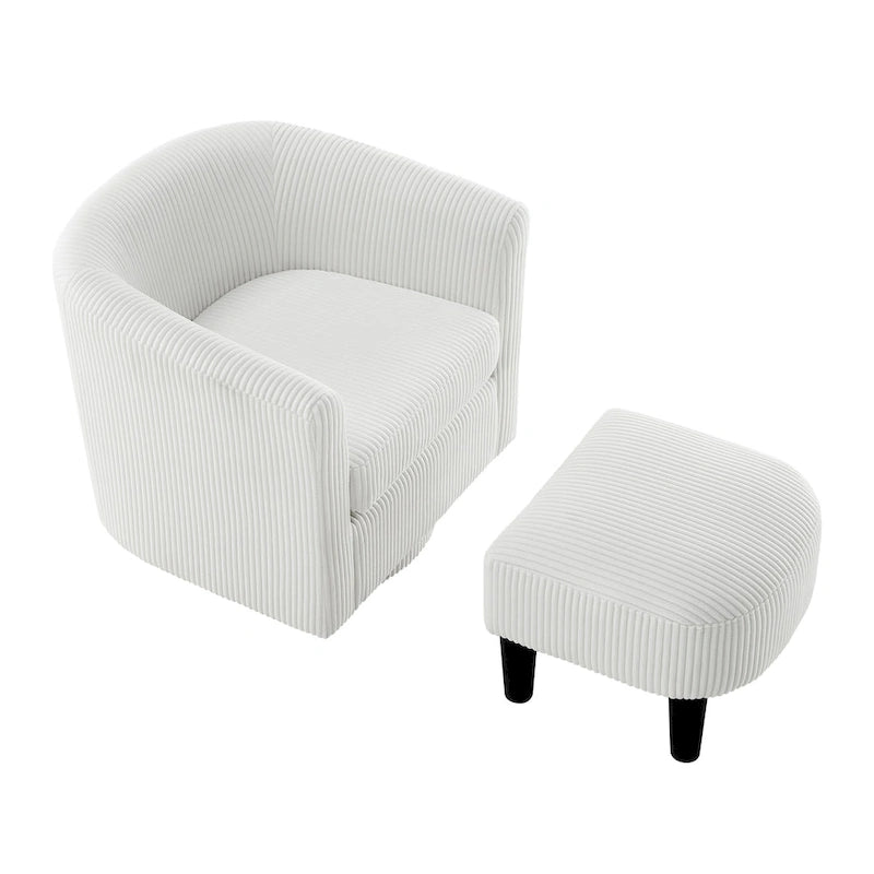 Corduroy Swivel Accent Chair with Ottoman