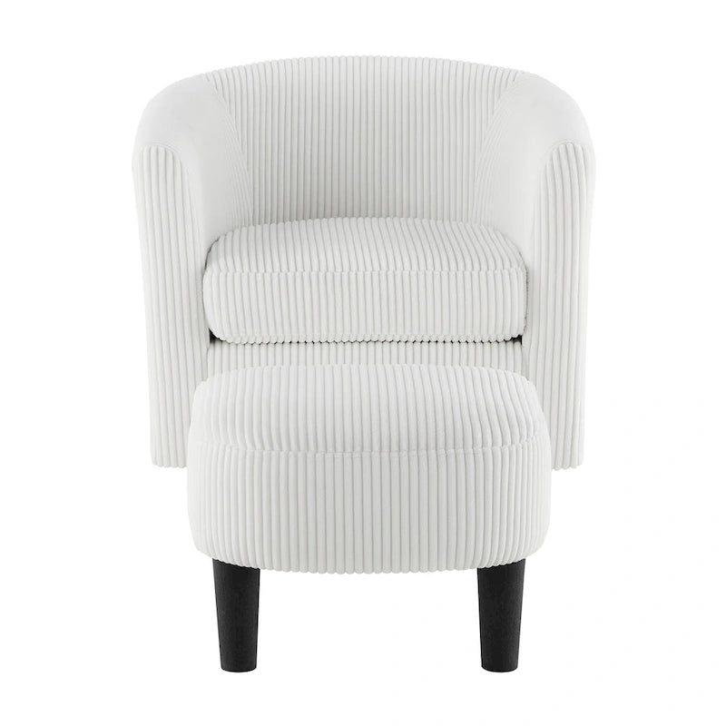 Corduroy Swivel Accent Chair with Ottoman