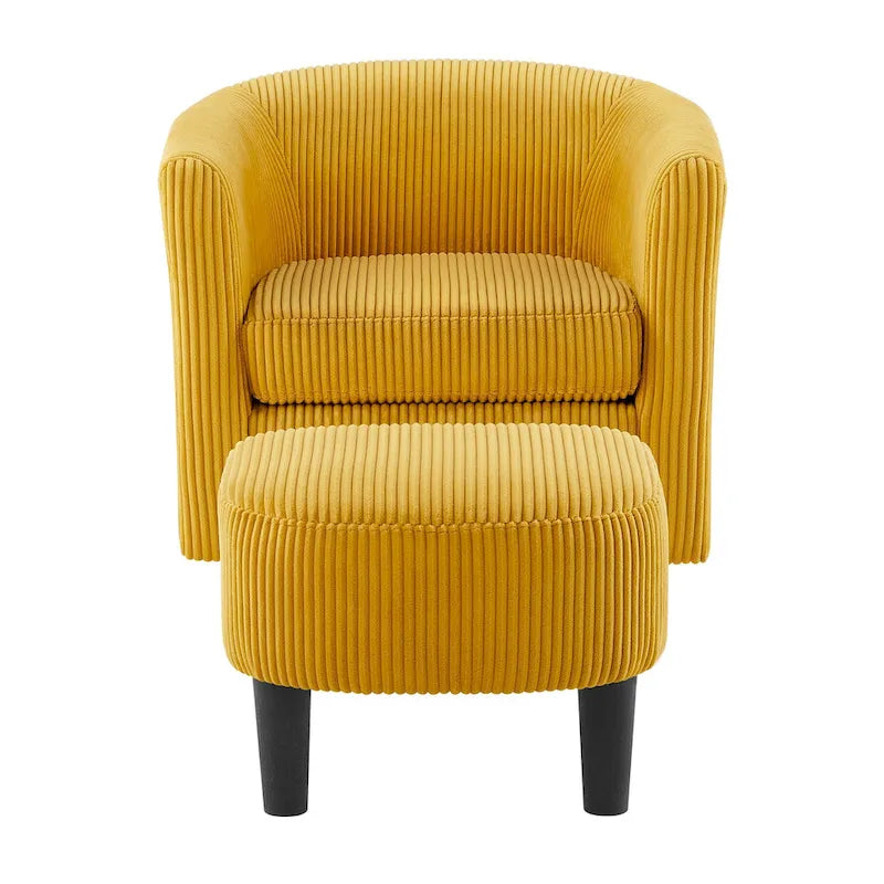 Corduroy Swivel Accent Chair with Ottoman