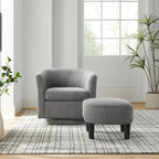 Corduroy Swivel Accent Chair with Ottoman