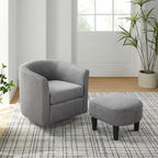 Corduroy Swivel Accent Chair with Ottoman