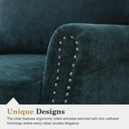 Modern Upholstered Armchair Nailhead Trim Accent Chair with Wood Legs