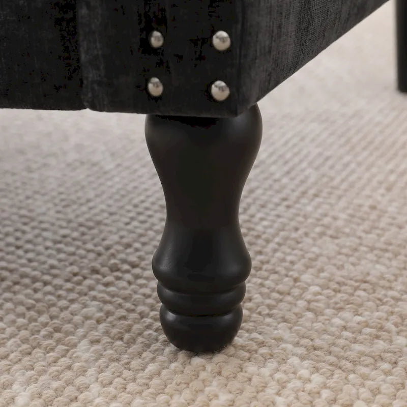Modern Upholstered Armchair Nailhead Trim Accent Chair with Wood Legs
