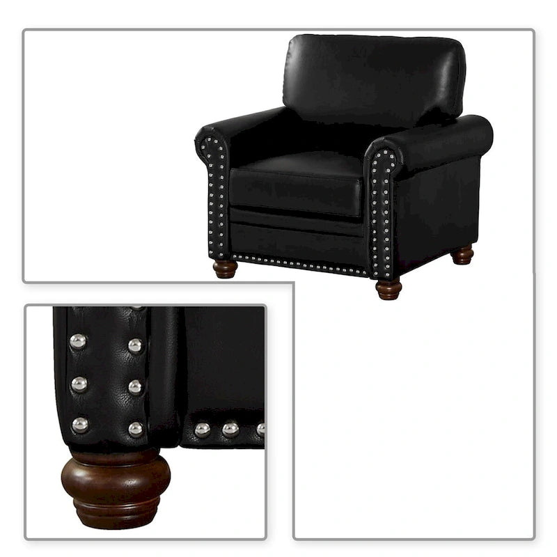 Vintage Elegant PU Upholstered Armchair, For Indoor Use