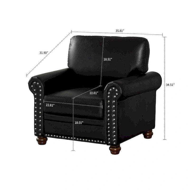 Vintage Elegant PU Upholstered Armchair, For Indoor Use