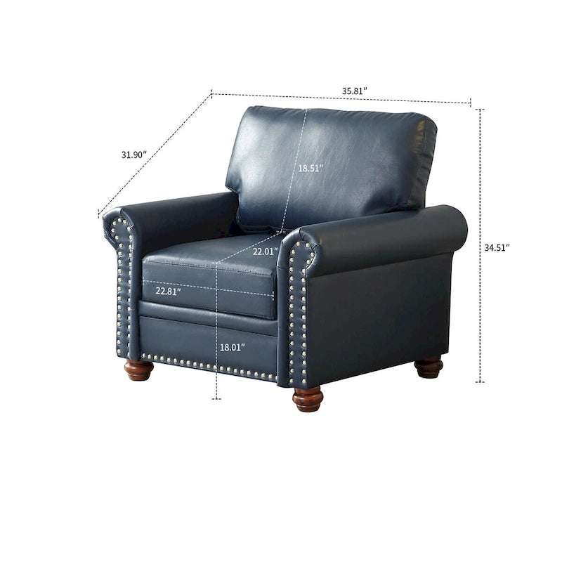 Vintage Elegant PU Upholstered Armchair, For Indoor Use