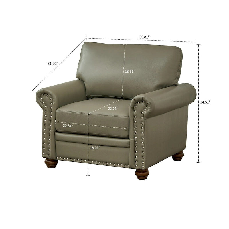 Vintage Elegant PU Upholstered Armchair, For Indoor Use
