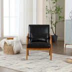 Gepolsterter Mid-Century-moderner Einzel-Armlehnsessel mit Samt- oder Lederbezug und Holzrahmen fürs Wohnzimmer