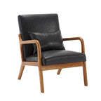 Gepolsterter Mid-Century-moderner Einzel-Armlehnsessel mit Samt- oder Lederbezug und Holzrahmen fürs Wohnzimmer