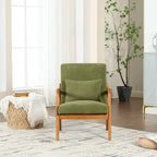 Gepolsterter Mid-Century-moderner Einzel-Armlehnsessel mit Samt- oder Lederbezug und Holzrahmen fürs Wohnzimmer