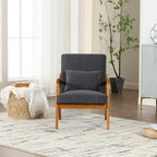 Gepolsterter Mid-Century-moderner Einzel-Armlehnsessel mit Samt- oder Lederbezug und Holzrahmen fürs Wohnzimmer
