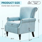 Mid-Century Modern Upholstered Accent chair with Solid Wood Legs