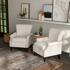 Mid-Century Modern Upholstered Accent chair with Solid Wood Legs