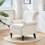 Mid-Century Modern Upholstered Accent chair with Solid Wood Legs