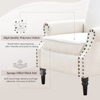 Mid-Century Modern Upholstered Accent chair with Solid Wood Legs