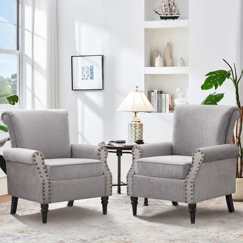 Mid-Century Modern Upholstered Accent chair with Solid Wood Legs