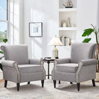 Mid-Century Modern Upholstered Accent chair with Solid Wood Legs