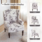 Accent Armchair with Turned Legs Set of 2 Blue/ Beige / Grey