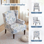 Accent Armchair with Turned Legs Set of 2 Blue/ Beige / Grey