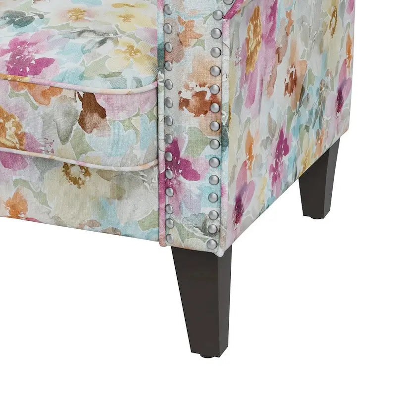 Herve Traditional Rolled Arm Accent Chair with Pewter Nailheads