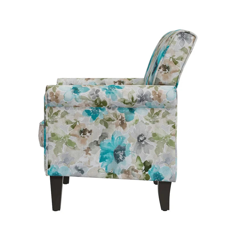 Herve Traditional Rolled Arm Accent Chair with Pewter Nailheads