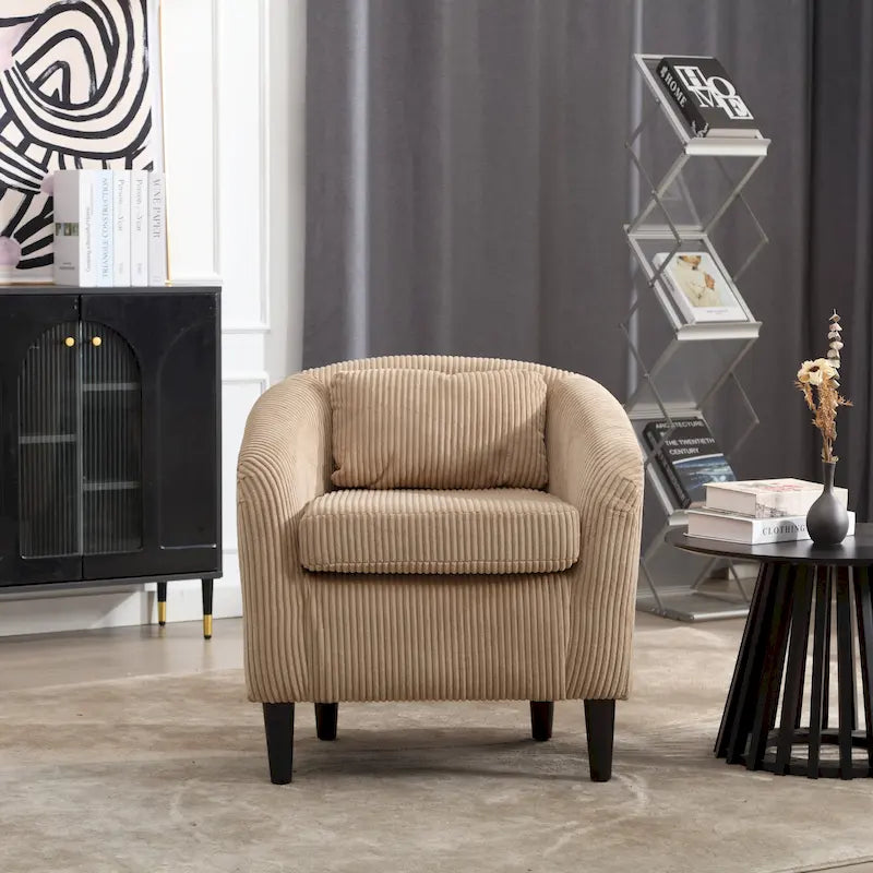 Moderne decoratieve stoel, kuipstoel voor de woonkamer met kussen en hoofdkussen, eenpersoonsbank