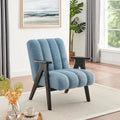 Roundhill Furniture Rella moderne accentstoel van teddy-sherpastof met espressokleurig houten frame
