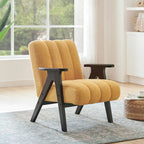 Roundhill Furniture Rella moderne accentstoel van teddy-sherpastof met espressokleurig houten frame