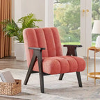 Roundhill Furniture Rella moderne accentstoel van teddy-sherpastof met espressokleurig houten frame