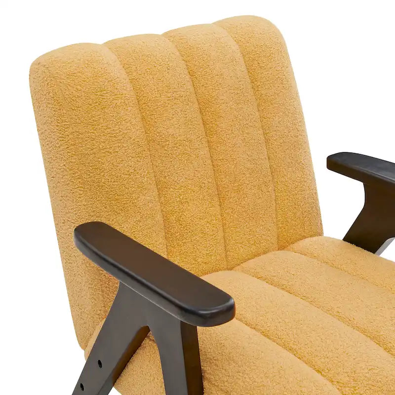 Roundhill Furniture Rella moderne accentstoel van teddy-sherpastof met espressokleurig houten frame