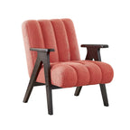 Roundhill Furniture Rella moderne accentstoel van teddy-sherpastof met espressokleurig houten frame