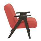 Roundhill Furniture Rella moderne accentstoel van teddy-sherpastof met espressokleurig houten frame