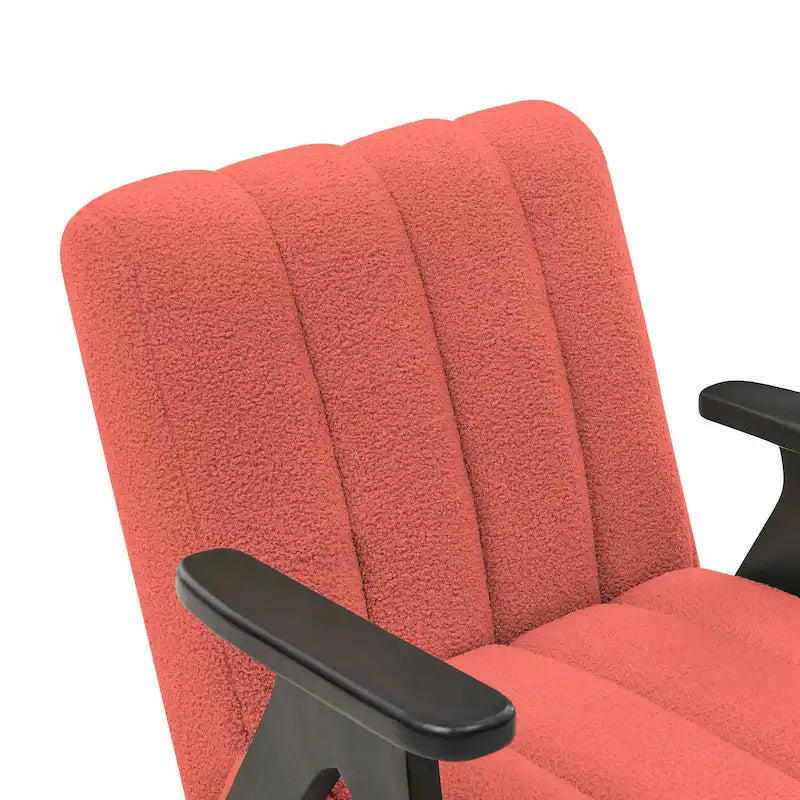 Roundhill Furniture Rella moderne accentstoel van teddy-sherpastof met espressokleurig houten frame