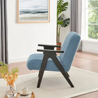 Roundhill Furniture Rella moderne accentstoel van teddy-sherpastof met espressokleurig houten frame