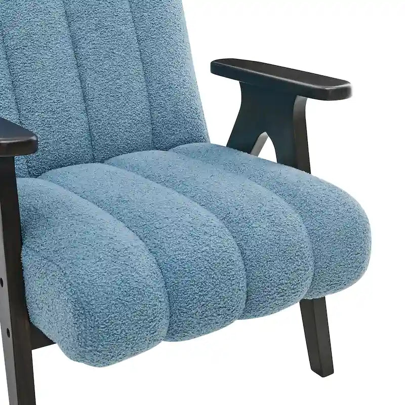 Roundhill Furniture Rella moderne accentstoel van teddy-sherpastof met espressokleurig houten frame